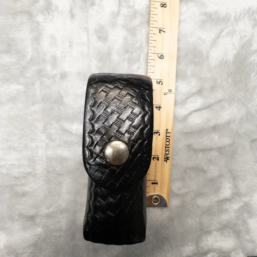 Boston Leather 5527 Black Basketweave Duty Belt Mace Holster Made In USA